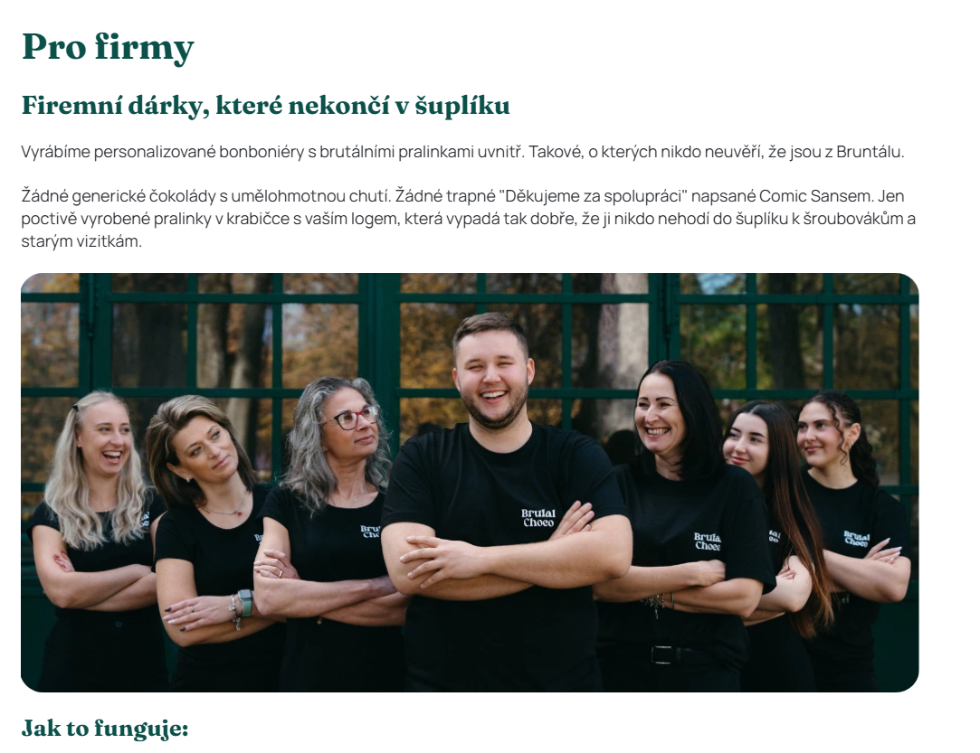 Nová stránka pro firmy — osobní a profesionální